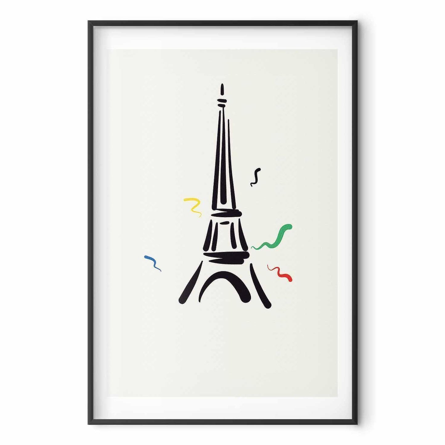 Poster - Black Illustration of the Eiffel Tower on a Light Background