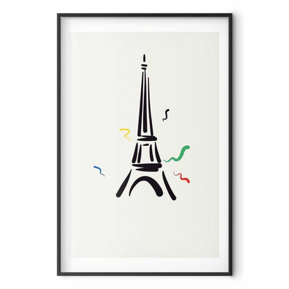 Poster - Black Illustration of the Eiffel Tower on a Light Background