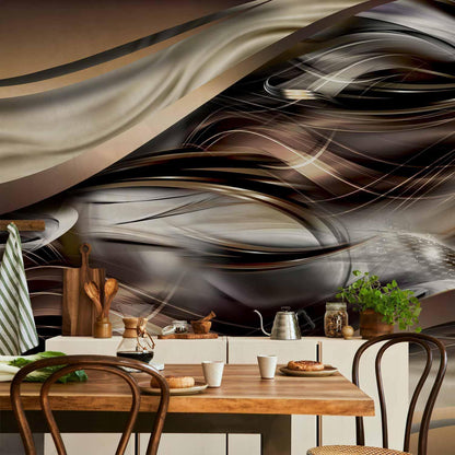 Fototapete Bernstein-Wellen – Abstrakte Goldtöne mit Fließeffekt