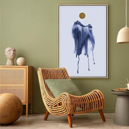 Leinwandbild - Forest in Watercolors (1-part) - Blue Hue Landscape Abstraction