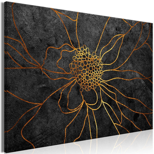 Leinwandbild - Flower in Gold (1 Part) Wide Artgeist