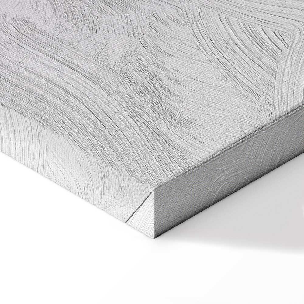 Leinwandbild - Metallic Fluidity - Abstract Silver Forms on a Mint-Purple Background