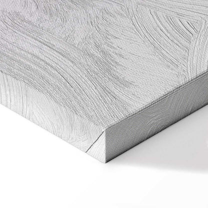 Leinwandbild - Metallic Fluidity - Abstract Silver Forms on a Mint-Purple Background