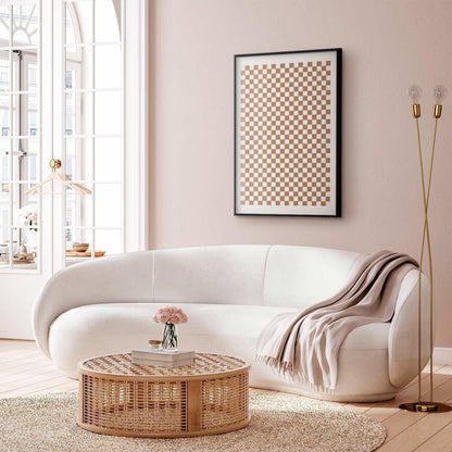 Poster - Geometry and Browns - a chessboard pattern in neutral shades Artgeist