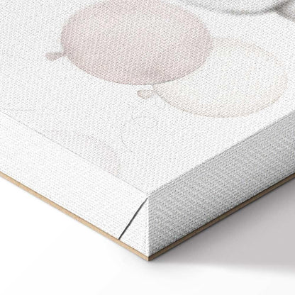 Leinwandbild - Toy Bears with Balloons - Flying Plush Bears Among Balloons Clouds and Rainbows in Subtle Pastel Hues