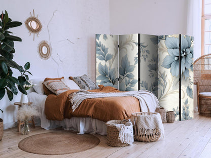 Paravent - Turquoise Flowers in Retro Vibe Floral Ornaments Artgeist