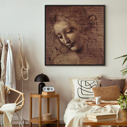 Leinwandbild - Leonardo da Vinci – Head of a Young Woman (Leda)