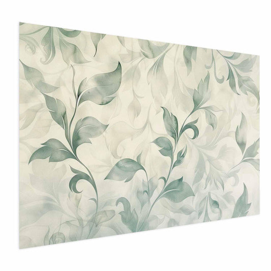 Poster - Watercolor Green-Beige Leaves Artgeist