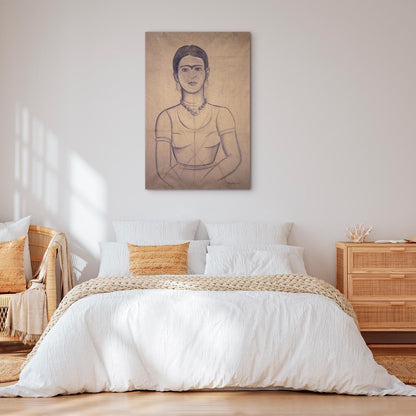 Leinwandbild - Frida Kahlo – Self-Portrait, 1929 (charcoal drawing)