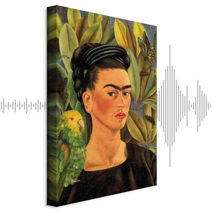 Leinwandbild - Frida Kahlo – Self-Portrait with Bonito