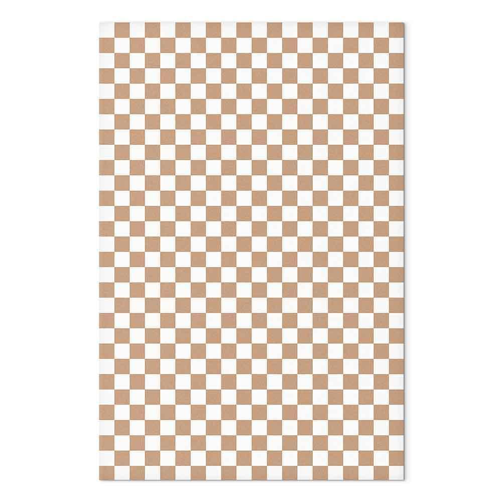 Leinwandbild - Checkerboard Pattern - Brown-White Grid with a Subtle Noise