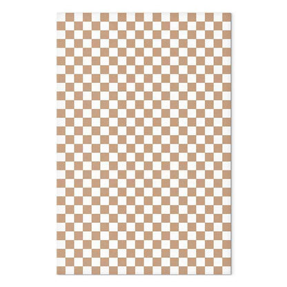 Leinwandbild - Checkerboard Pattern - Brown-White Grid with a Subtle Noise