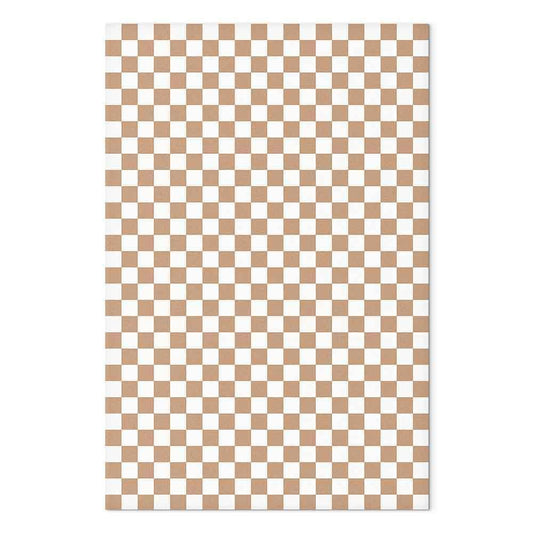 Leinwandbild - Checkerboard Pattern - Brown-White Grid with a Subtle Noise