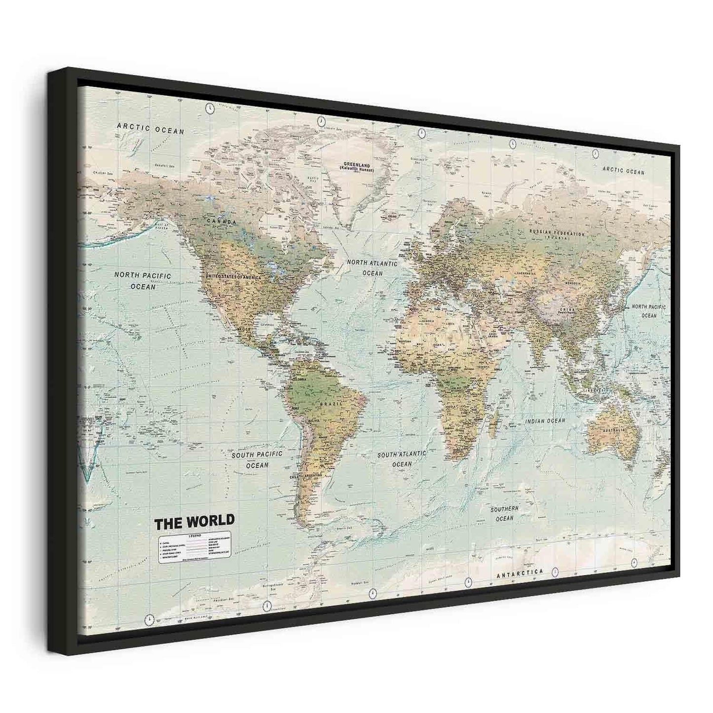 Leinwandbild - World Map: Beautiful World Artgeist