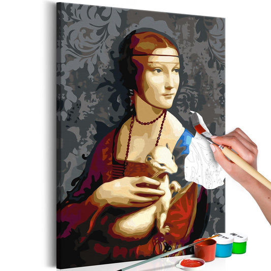 Wandbild zum Ausmalen Berühmtes Porträt - Klassisches Kunstwerk Malen nach Zahlen Set mit Leinwand, Farben und Pinseln