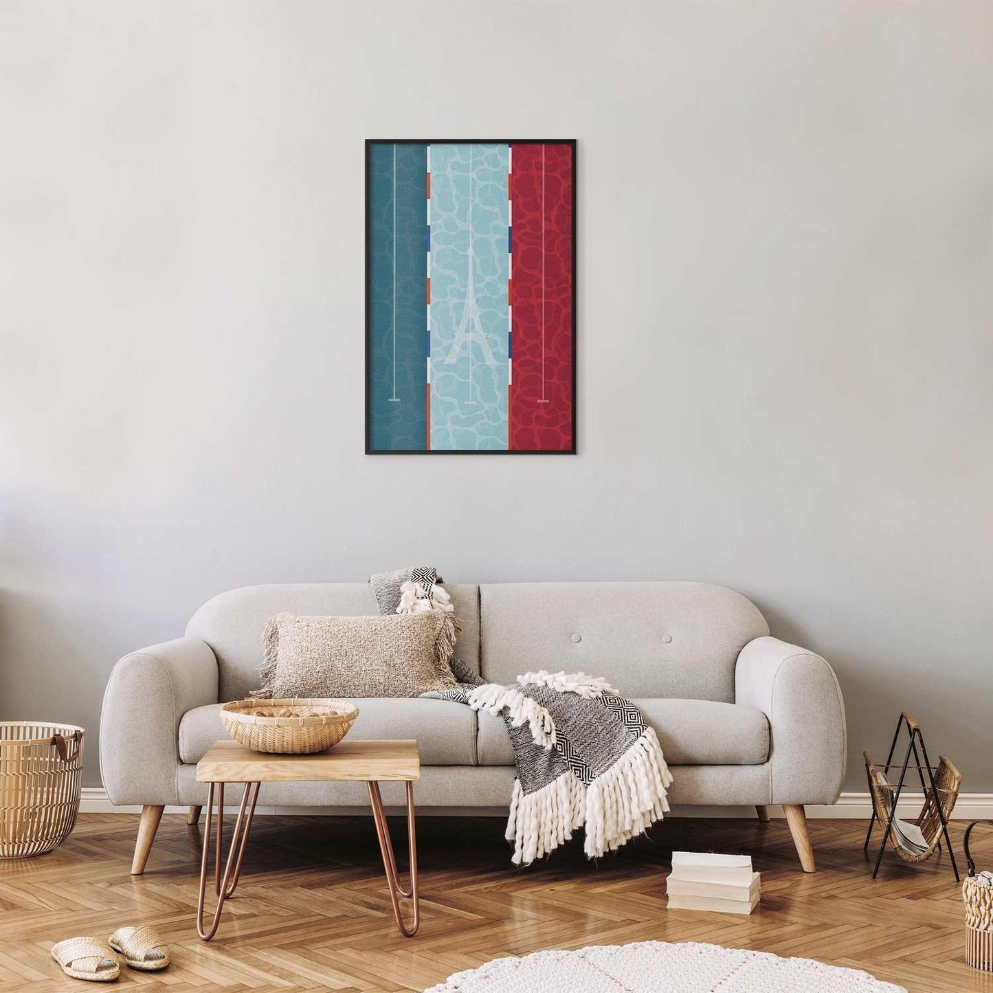 Poster - Illustration of a Pool Against the French Flag