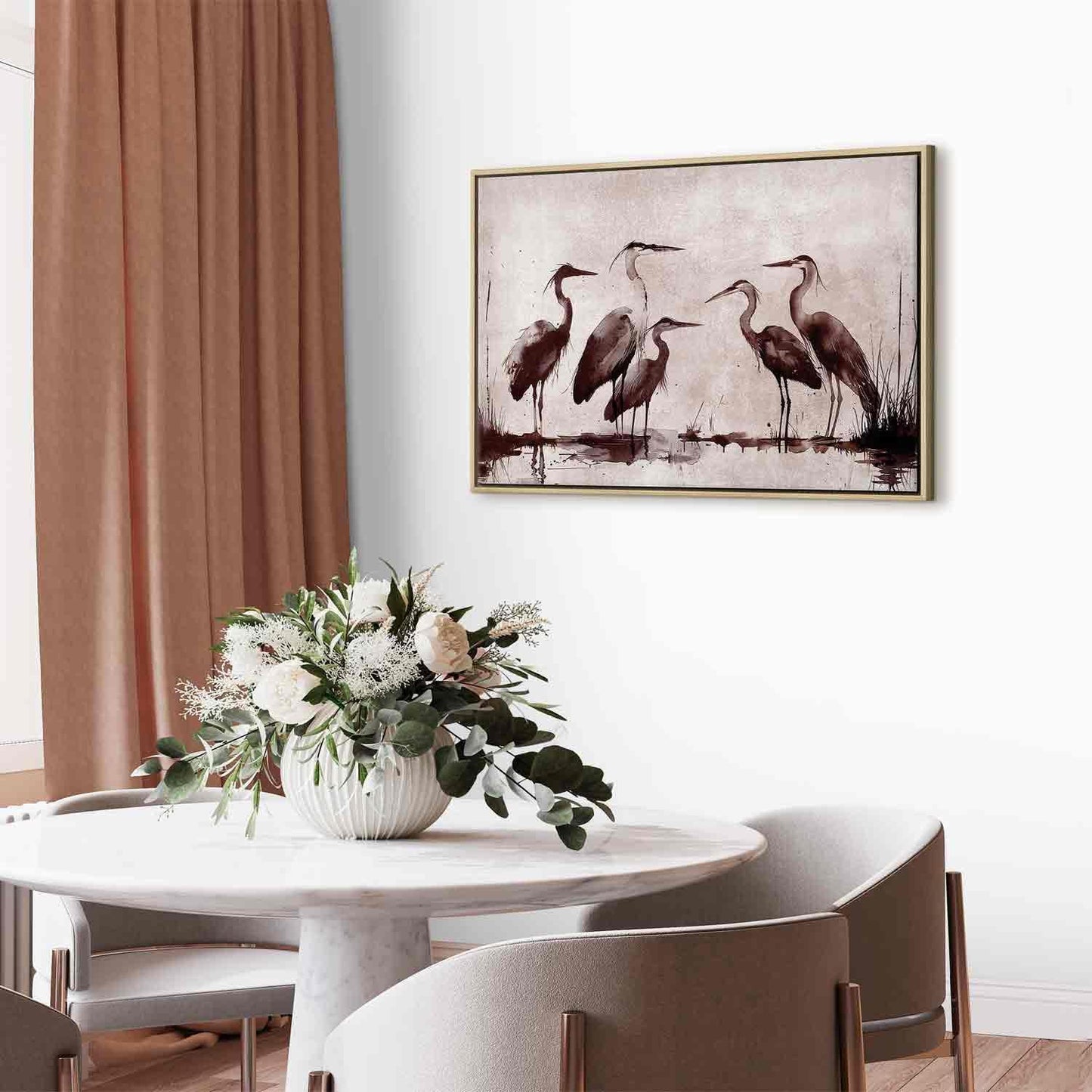 Leinwandbild - Herons painted with ink