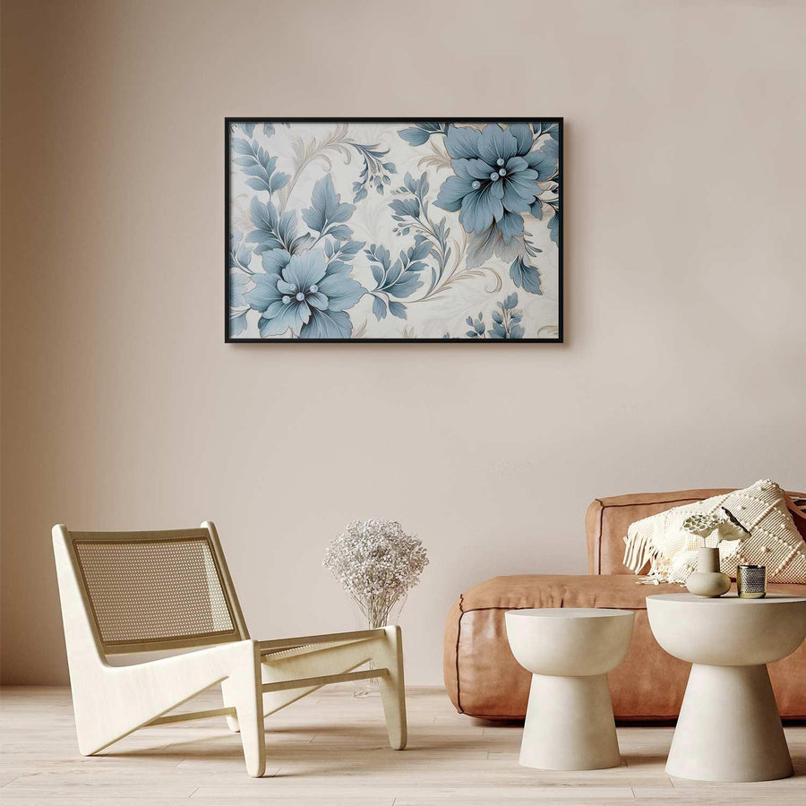Poster - Turquoise Ornamental Retro Flowers Artgeist