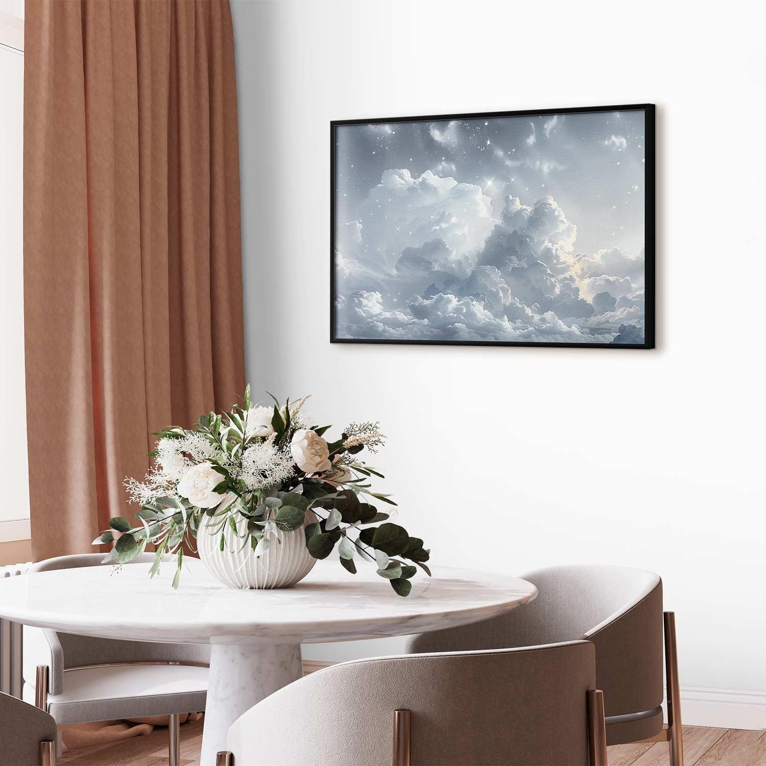 Poster - Astral Calm: Stars Scattered Over Delicate Clouds Artgeist