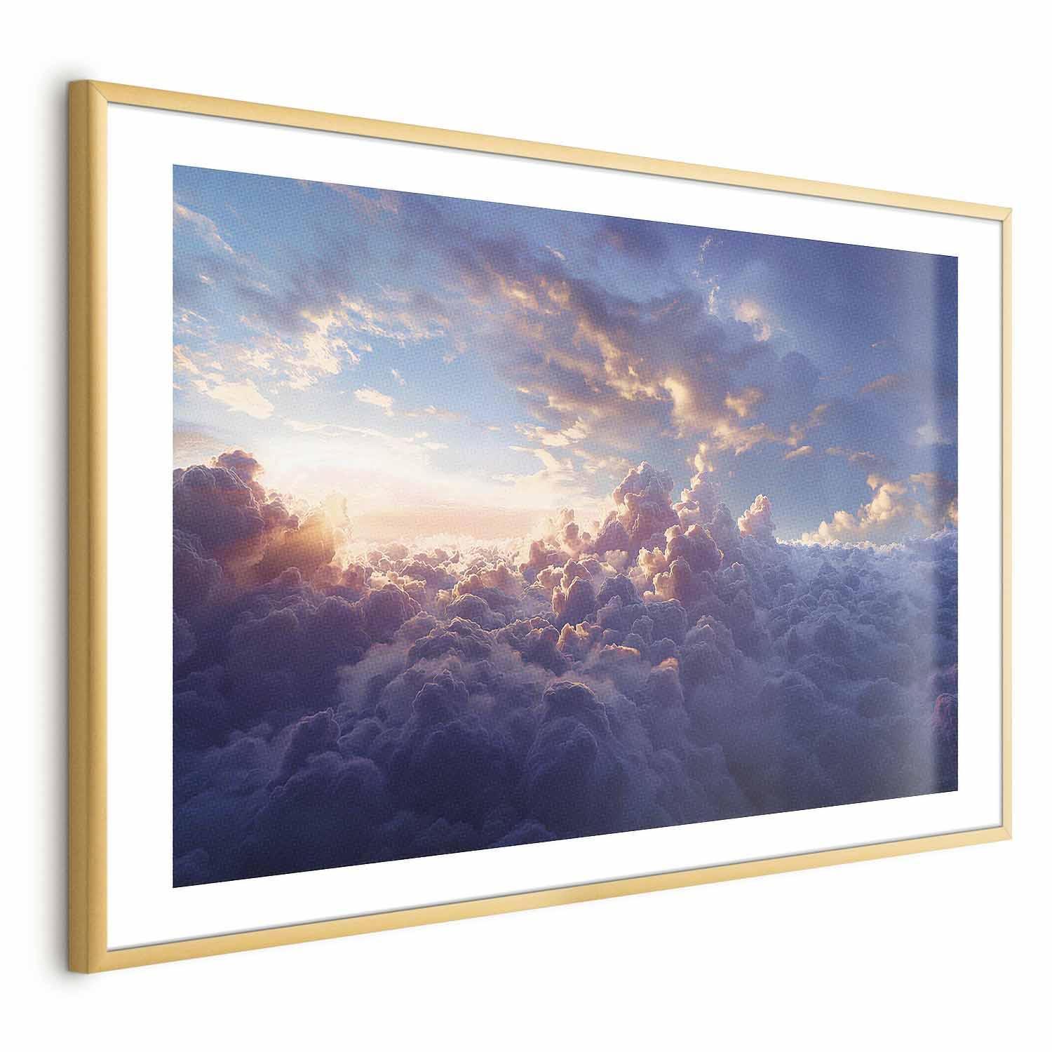 Poster - Sun in Hiding: The Golden Face of the Sky Over the Cloudy Sea Artgeist