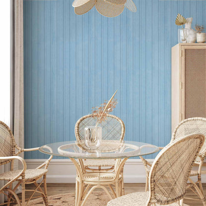 Tapete - Blue Panels - Wooden planks in a pastel blue shade