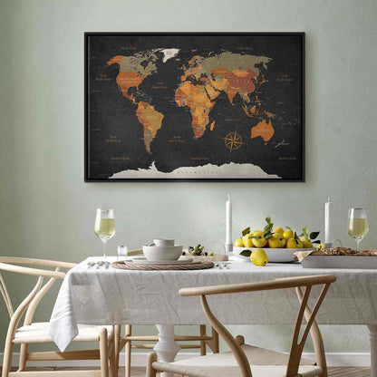 Leinwandbild - World Map: Secrets of the Earth Artgeist