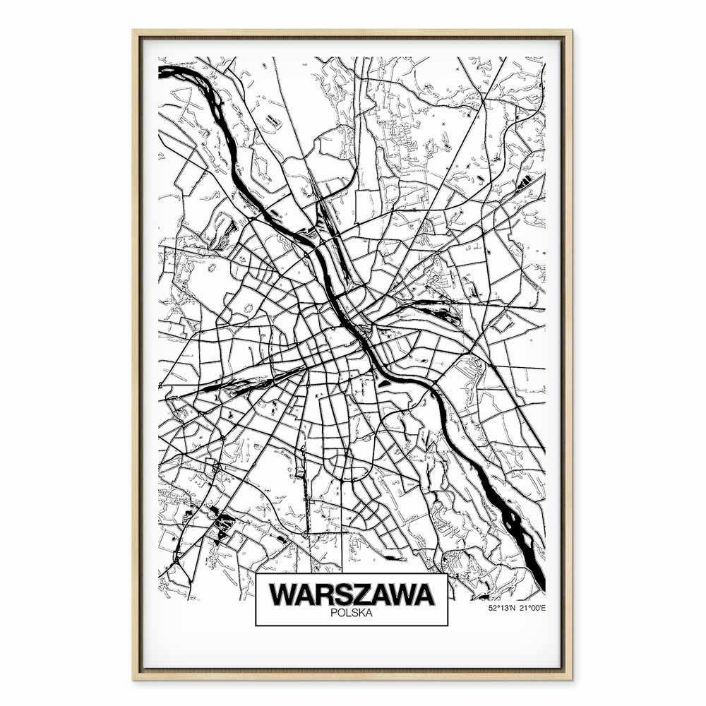 Leinwandbild - City Plan: Warszawa (1 Part) Vertical
