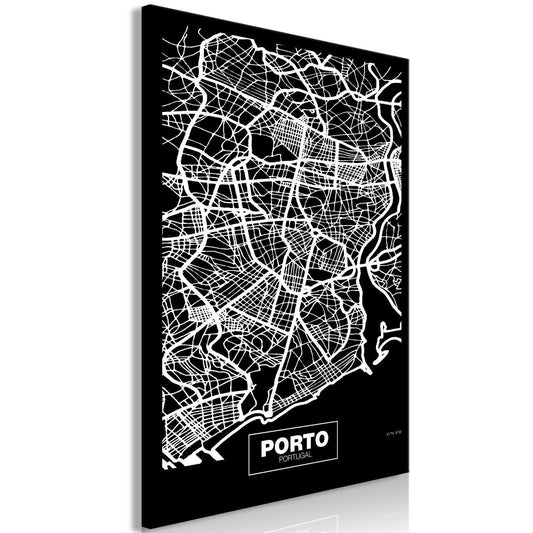 Leinwandbild - Negative Map: Porto (1 Part) Vertical Artgeist