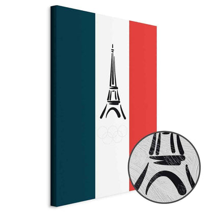 Leinwandbild - French Flag With Graphic Eiffel Tower
