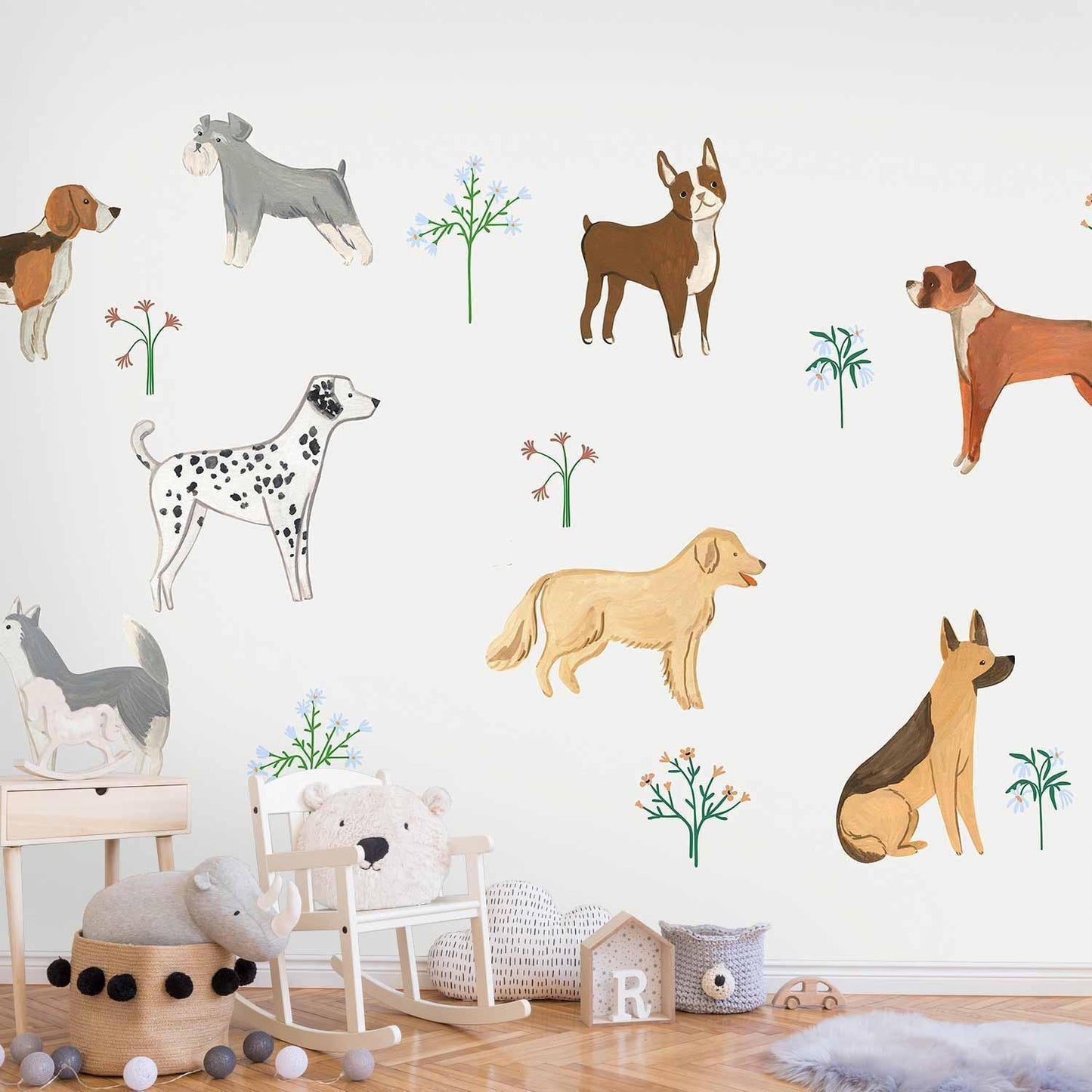 Fototapete „Doggies“ – Liebevolles Hundemotiv für Kinderzimmer & Spielbereiche Artgeist