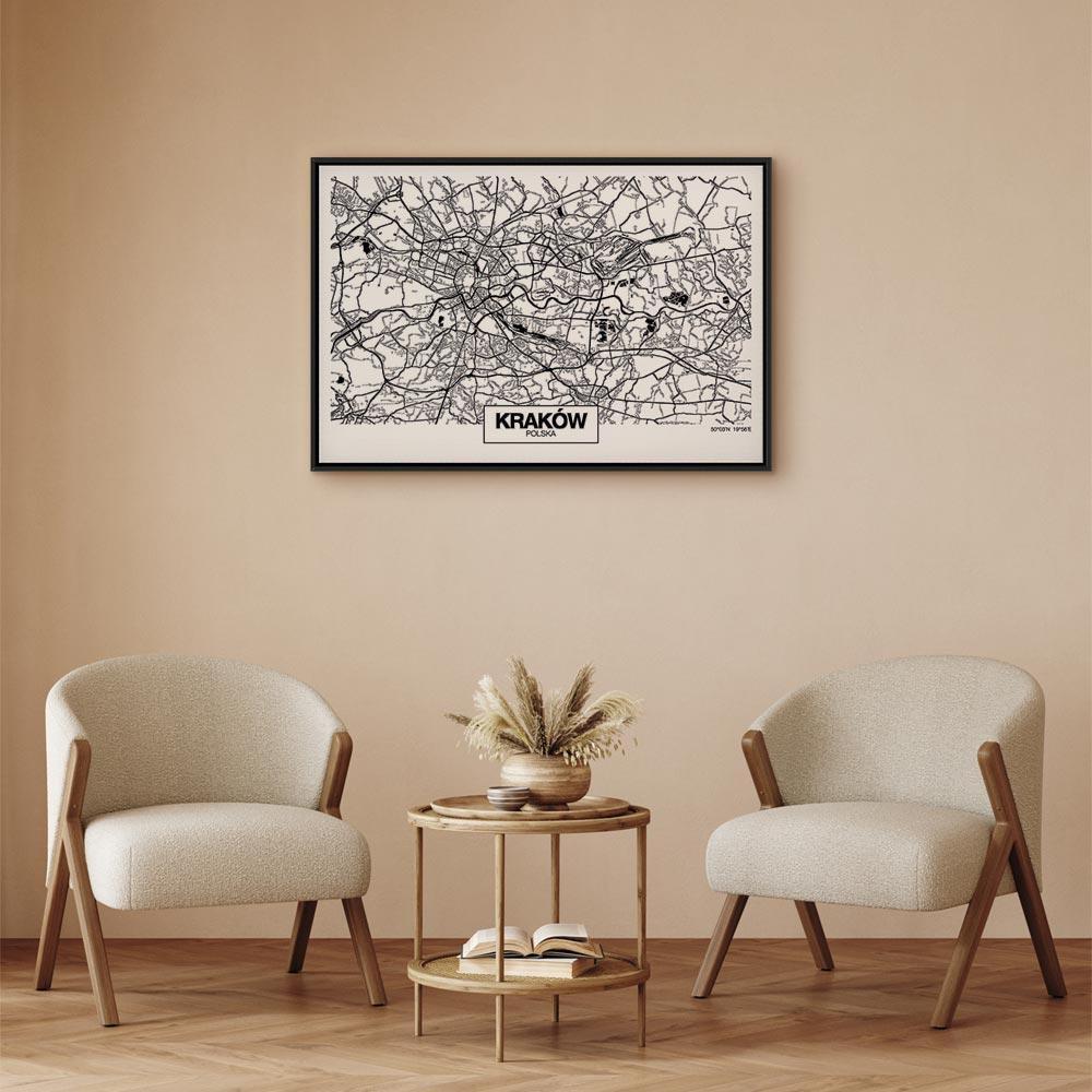 Leinwandbild - City Plan: Krakow (1 Part) Wide