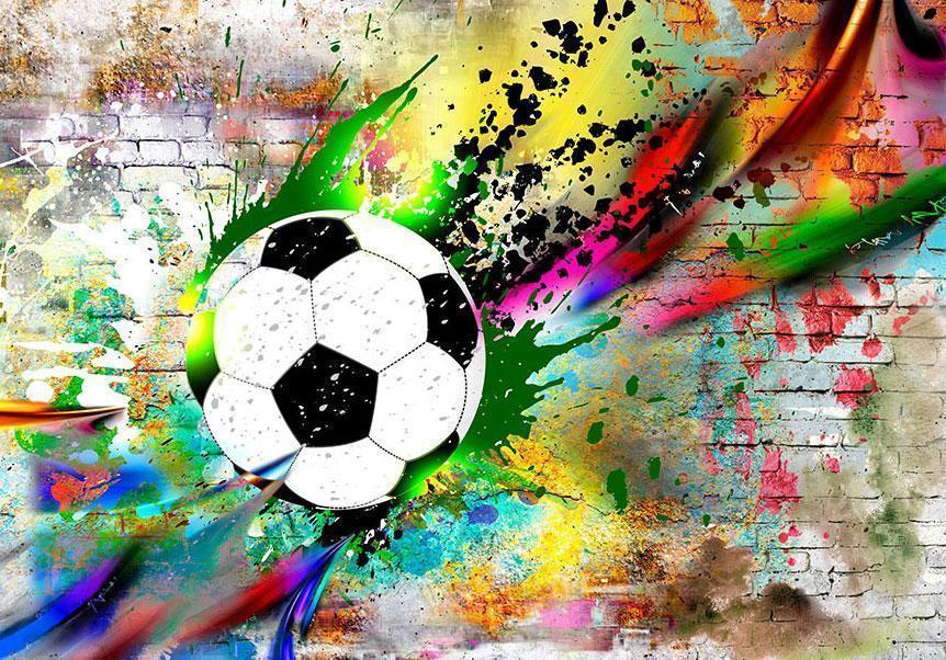 Jugendzimmer mit sportlicher Wandtapete

