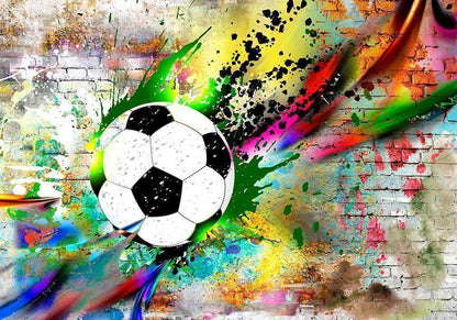 Jugendzimmer mit sportlicher Wandtapete

