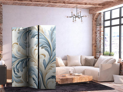 Paravent - Baroque Ornaments in Light Creamy Blue Colors Artgeist