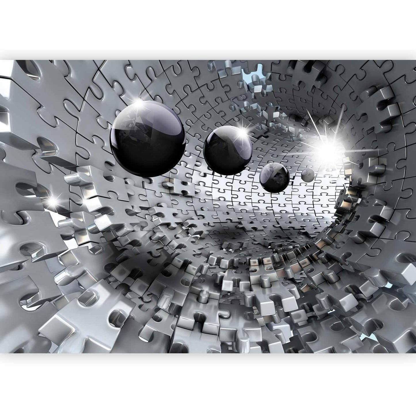 Fototapete „Puzzle Tunnel“ – Räumliche Tiefe durch optische Illusion