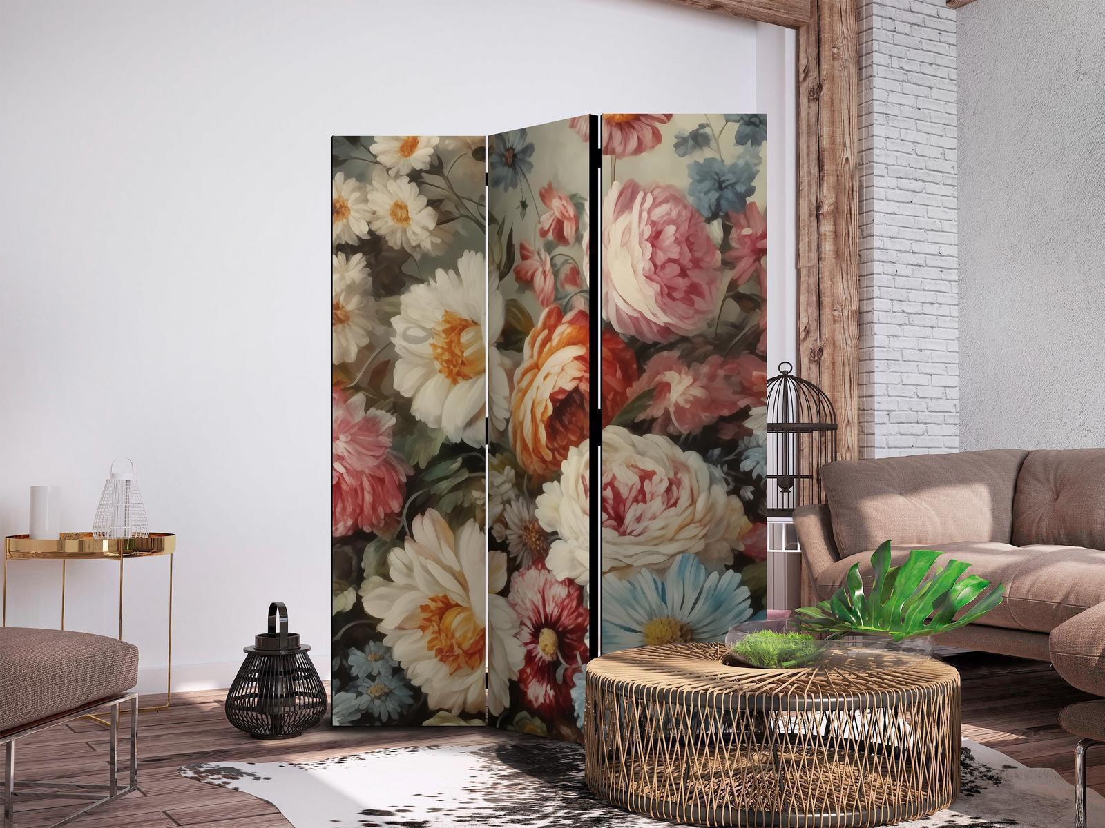Paravent - Scent of Nature - Beautiful Garden Flowers in Pastel Colors Artgeist