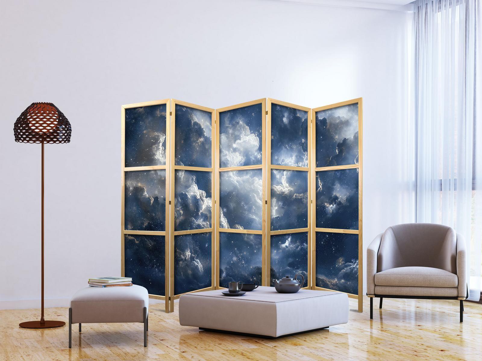 Japanischer Paravent - Astronomical Wonders: Clouds and Stars in Harmonious Combination Artgeist
