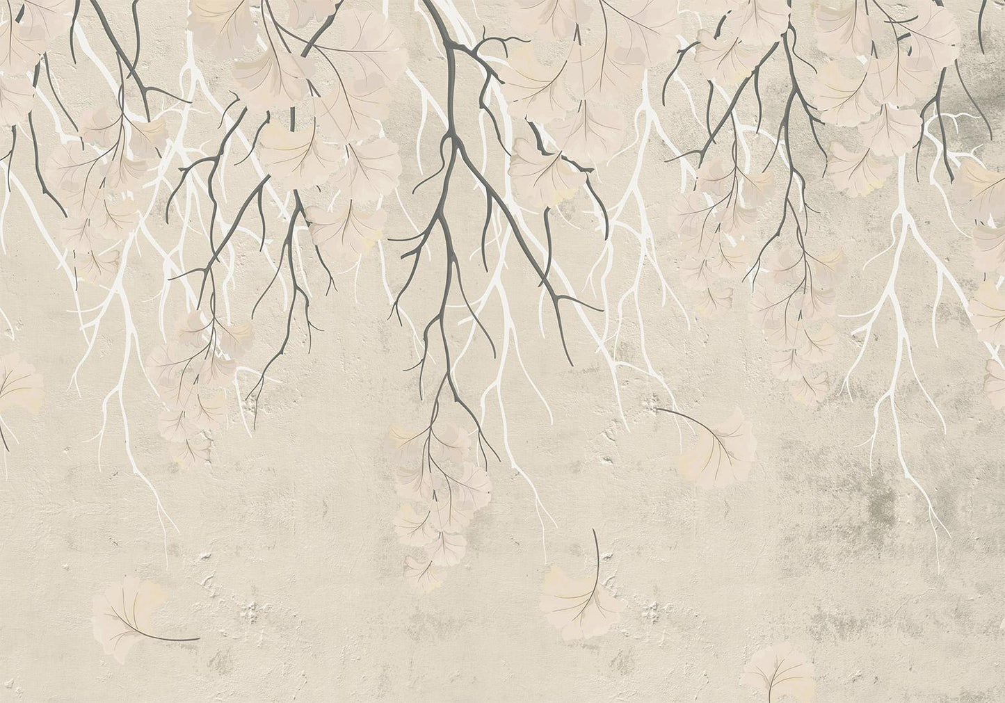 Fototapete - Abstract falling leaves - subtle nature motif with branches Artgeist