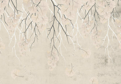 Fototapete - Abstract falling leaves - subtle nature motif with branches Artgeist
