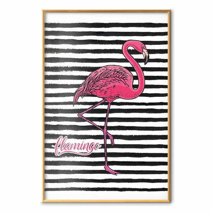 Poster - Black Stripes and Flamingo