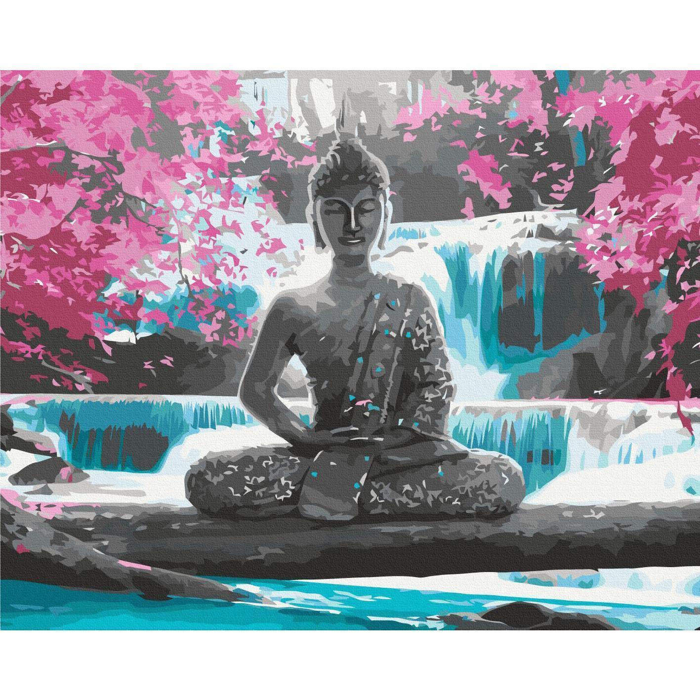Malen nach Zahlen - Buddha and Waterfall
