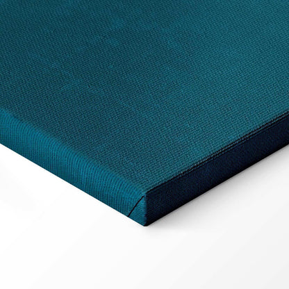 Leinwandbild - Evening by the pond - a group of cranes drawn in dry pastel on a dark turquoise background