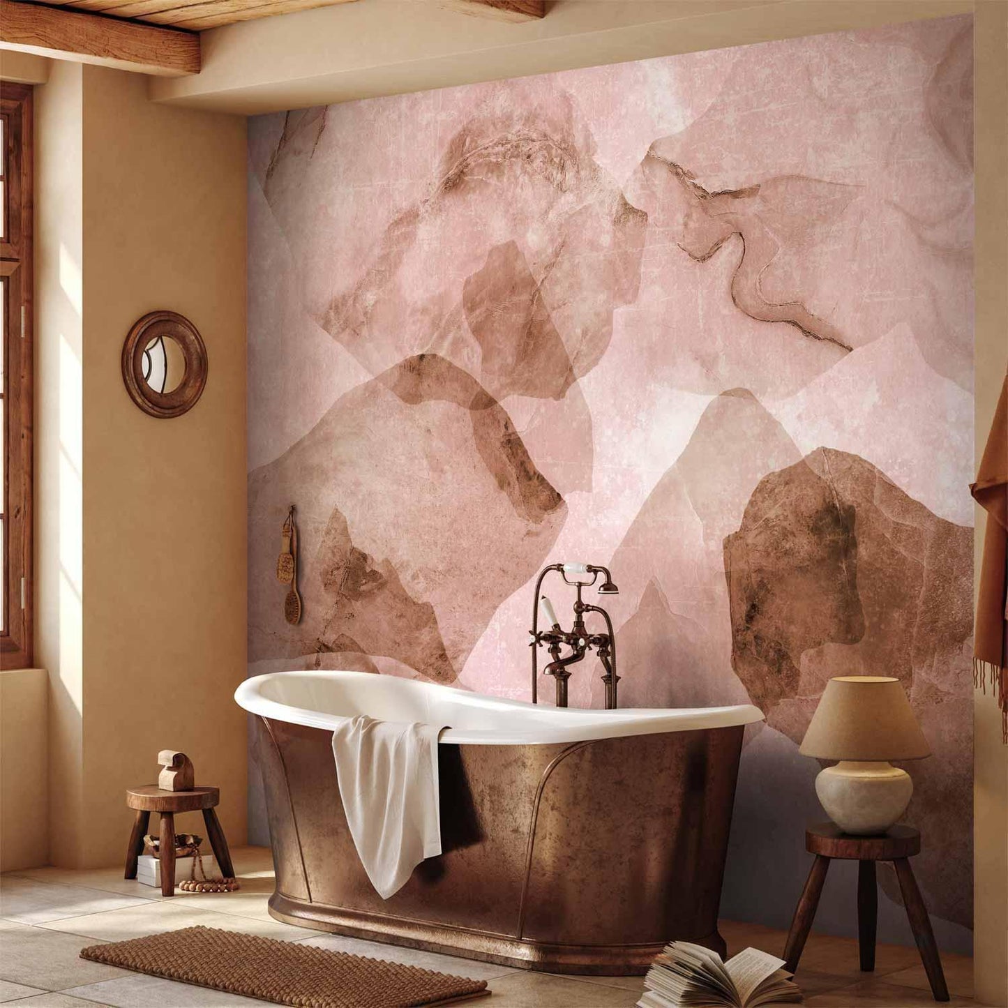 Fototapete - Pink terrazzo - minimalist background in marble watercolour pattern