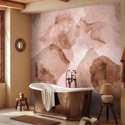 Fototapete - Pink terrazzo - minimalist background in marble watercolour pattern