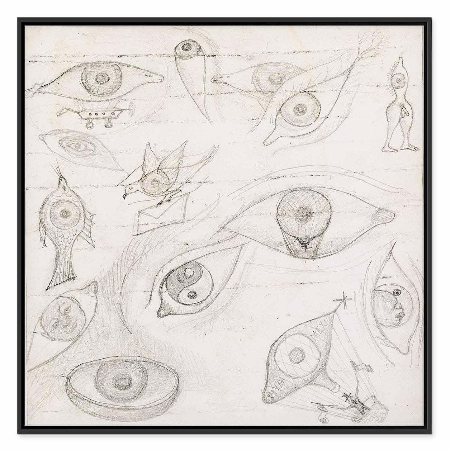 Leinwandbild - Frida Kahlo – Drawing of Eyes