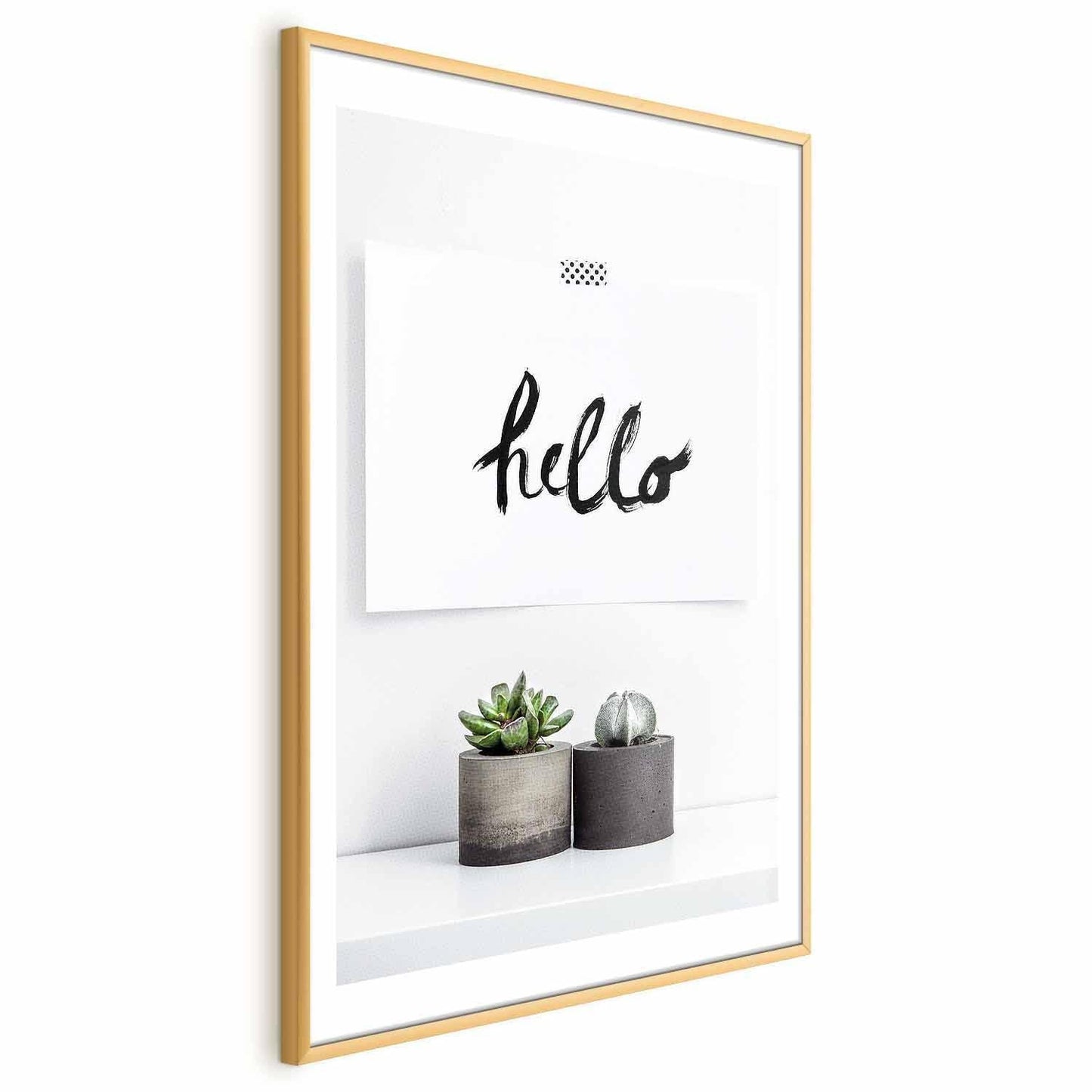 Scandinavian Home poster with elegant gold frame.