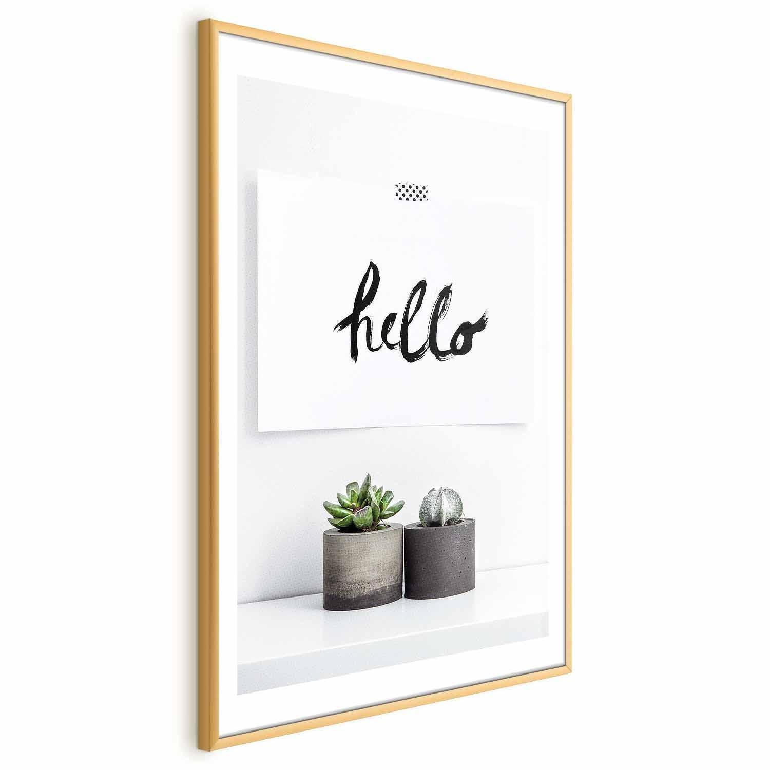 Scandinavian Home poster with elegant gold frame.