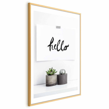 Scandinavian Home poster with elegant gold frame.