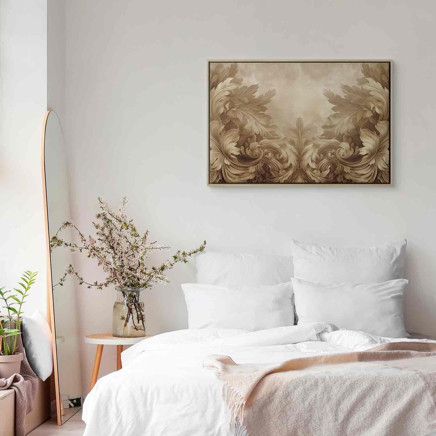 Leinwandbild - Carved Baroque Ornaments Rich Composition in Sepia Colors Artgeist