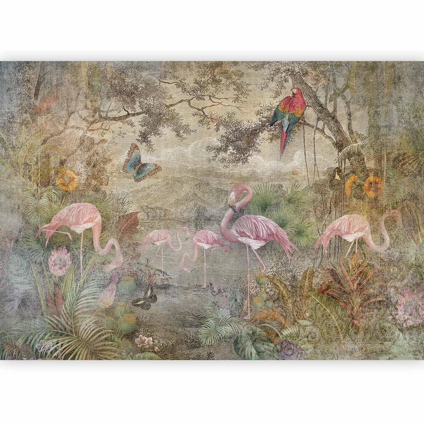 Fototapete Wilde Fauna und Flora - Exotische Tierwelt mit tropischer Pflanzenpracht